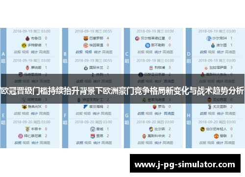 欧冠晋级门槛持续抬升背景下欧洲豪门竞争格局新变化与战术趋势分析